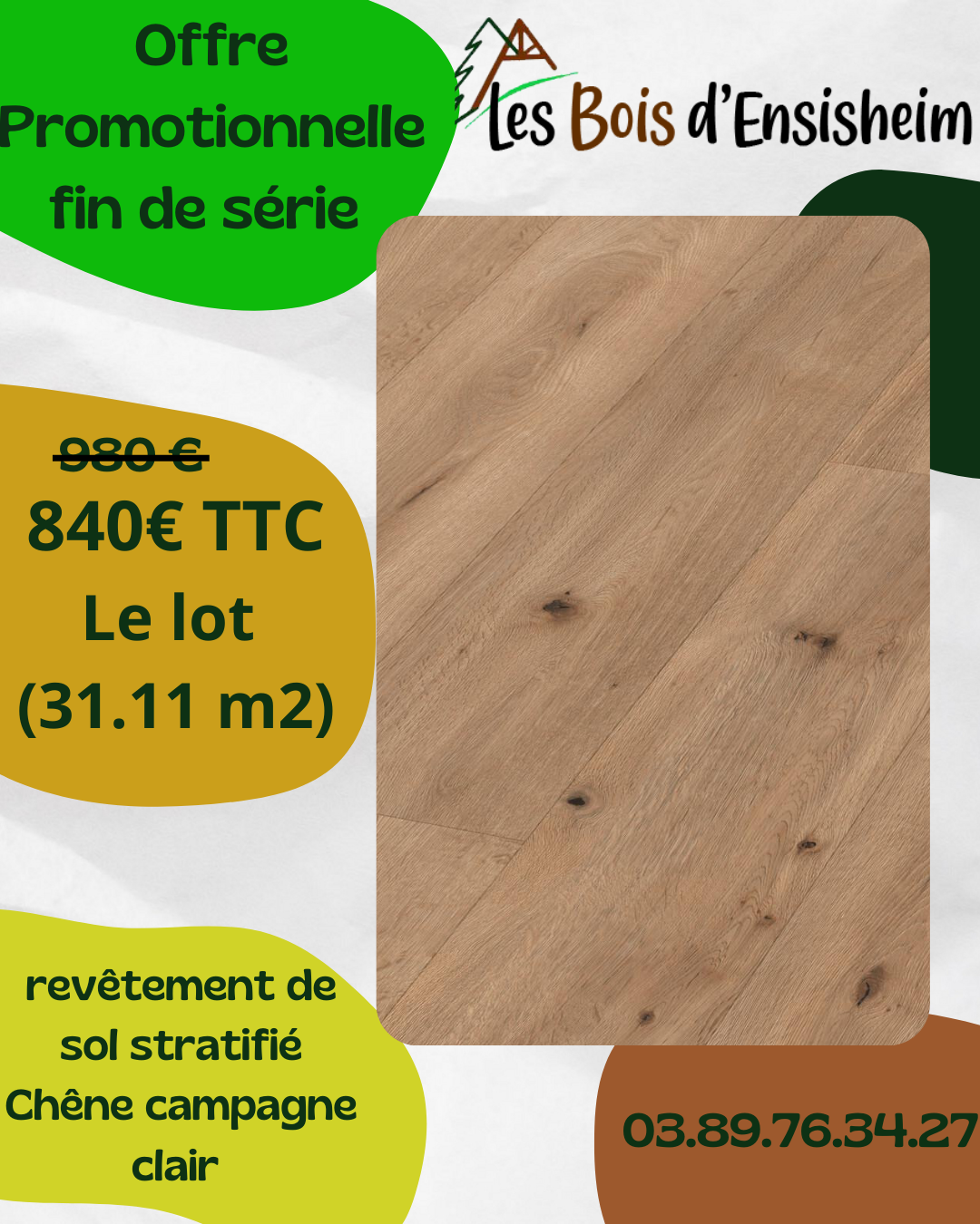 Promo sol stratifié chêne  campagne clair 
